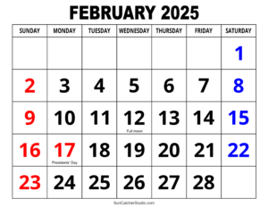 February 2025 calendar image